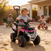 Quad électrique pour enfants à prix avantageux, moteur 380, lumières LED, musique, poignée de poussée, direction réglable, mini ATV