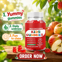 Bonbons gélifiés multivitaminés oméga OEM pour enfants, favorisant le développement cérébral, le soutien immunitaire et l'énergie, saveur fraise, végétaliens, aliments naturels