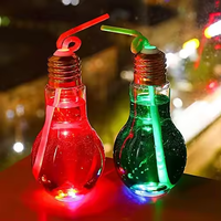 Verre à boisson en PET de 500 ml avec lumière LED RGB scintillante en forme d'ampoule, clignotant, pour la Fête des Mères et Thanksgiving – Fournisseur Professionnel