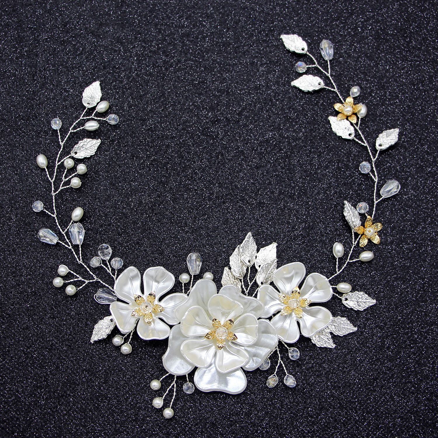 Wedding Headpiece Flower Silver Dress Hair Accessories Bridal Band Elegant Silver Bridal Hair Accessories | wed2b main image 4