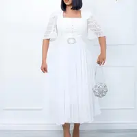 W платье большого размера отправка пояса 2023 Новое Европейское и американское модное сшитое шифоновое платье с бусинами в африканском стиле для женщин