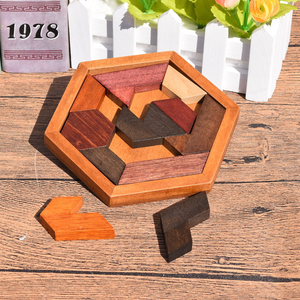 Casse-tête multifonctionnel en bois à <span class=keywords><strong>géométrie</strong></span> hexagonale Tangram Montessori Géométrique Aides pédagogiques Jouets pour enfants Garçons Filles - Product Image 3