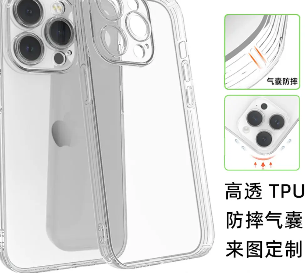 Capa de TPU TPU para celular ultrafina de silicone transparente para iphone 12 13 14 15 pro max 2024 transparente