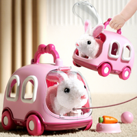 Peluche lapin pour enfants, lapin électrique interactif avec sons, kit de jeu en peluche pour filles de 3, 4, 5, 6 ans