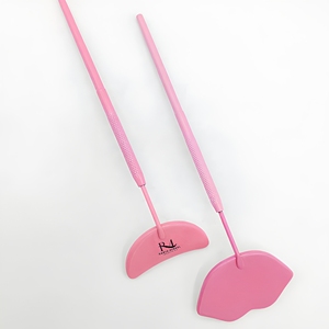 Eyelash Makeup <b>Mirror</b> with Long Handle <b>Moon</b> Lip Shape Design 3X Magnification Stainless Steel Custom Color - Product Image 3