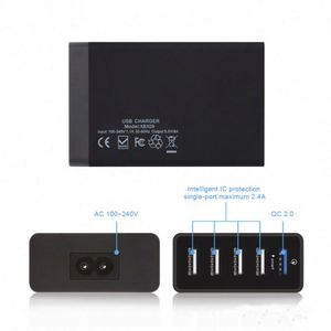 Công nghệ mới <span class=keywords><strong>Qualcomm</strong></span> 3.0 điện thoại di động phổ du lịch 5 cổng USB tường sạc với CE RoHs FCC chứng nhận - Product Image 5