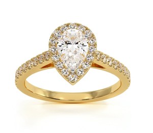 แหวนเพชร CVD รูปทรงลูกแพร์ ขนาด 0.5-2 กะรัต พร้อมใบรับรอง IGI ทอง 10k/14k/18k ดีไซน์หรูหราสำหรับผู้หญิง แหวนแต่งงานแบบสั่งทำพิเศษ ตัวเรือนแบบกรงเล็บ เหมาะสำหรับเป็นของขวัญ - Product Image 1