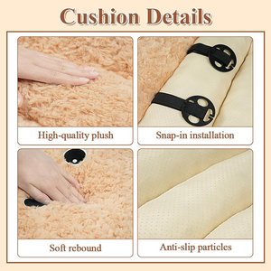 Coussin de siège de bureau en peluche marron doux avec oreilles de chien Kawaii pour décoration de salle de jeux, antidérapant, soutien lombaire confortable et rembourré pour chaise de bureau - Product Image 3