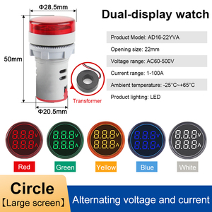 Voltímetro Digital LED AC 60-500V, probador, indicador de voltaje, luz piloto, luces de señal, medidor de corriente, amperímetro, 22mm, AD16-22FVA - Product Image 3