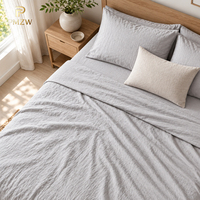 Parure de lit PMZW personnalisable en coton délavé, couleur unie, fermeture boutonnée, drap doux pour hôtel et maison, vente en gros