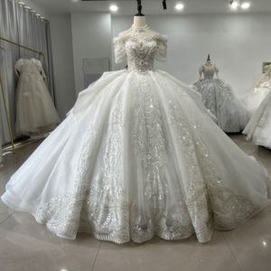 Jancember XS052 Robes de mariée de grande taille à épaules dénudées avec perles lourdes - Product Image 2