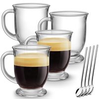 Grande tasse à café en verre transparent de 15 oz avec poignée pour latte, cappuccinos, thé et jus de fruit.