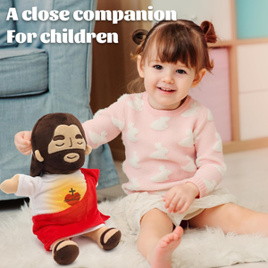 耶稣救世主毛绒玩偶，带有耶稣之心，舒缓的呼吸声，柔软的水洗棉被玩具 - Product Image 4