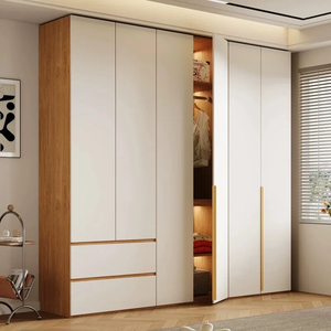 Armario Moderno Minimalista con 2 Cajones y 3 Estantes, Diseño de Puerta con Bisagras para Muebles de Dormitorio - Product Image 3
