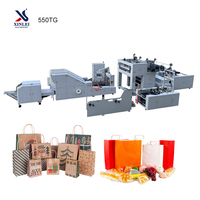 Machine à fabriquer des sacs en papier à fond carré avec poignée en corde entièrement automatique 550TG, recyclable, pour le commerce de détail, les sacs à emporter