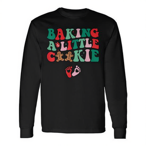 T-shirt à manches longues avec inscription « Baking A Little Cookie Cute Christmas Pregnancy Announcement » - Product Image 2