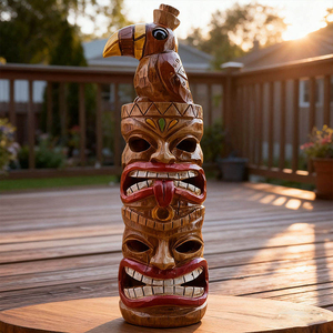 Escultura de Resina de Tucán con Tótem Tiki Pintado a Mano, Estatua Decorativa de Estilo Tribal para Patio, Jardín o Exteriores - Product Image 3