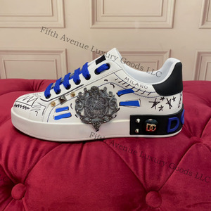 Zapatillas y Mocasines de Diseño de Lujo con Estampado de Grafiti para Hombre y Mujer, Parte Superior de Cuero Genuino, Suela de TPU, Alta Calidad - Product Image 2