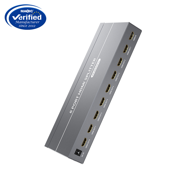 Industrial Grade 4K 60Hz for V1.4 Splitter 1 in 8 Out with 8 Ports Metal Construction 40-meter Range Supports Auto EDID