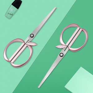 Apple Shaped Scissors Rose Gold Stainless Steel Straight Head Home Office Use - Product Image 2
