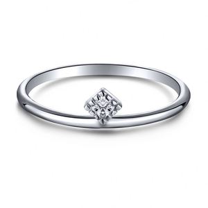 Dylam Basic Stackable Sterling <b>Silver</b> 925 Wedding Band Highly Polished Square CZ Small <b>Rings</b> Minimalist Style <b>Silver</b> <b>Ring</b> - Product Image 1