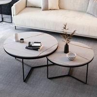 Offres Limitées Table Basse de Salon Design Rond Élégant avec Plateau en Pierre Durable de Luxe Léger et Pieds Dorés