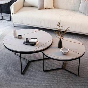 Offres Limitées <span class=keywords><strong>Table</strong></span> Basse <span class=keywords><strong>de</strong></span> Salon Design Rond Élégant avec Plateau en Pierre Durable <span class=keywords><strong>de</strong></span> Luxe Léger et Pieds Dorés - Product Image 2