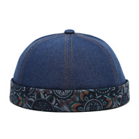 Casquette Docker en jean délavé pour homme, style rétro sans visière, respirante et réglable, pour toutes les saisons, usage quotidien et extérieur, style Hip Hop, casquette de type Landlord