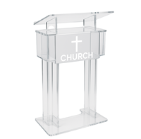 [Exhibición de BOSN] púlpito de iglesia de acrílico transparente, soporte de podio moderno con opción de logotipo personalizado para sermones, conferencias, adoración y eventos