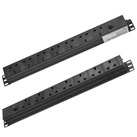 PDU Estándar Británico de 6 Vías, Horizontal, 1U, para Rack de Servidor, Regleta de Alimentación con Enchufe del Reino Unido, Unidad de Distribución de Energía para Gabinete de Red, Protección contra Sobretensiones, CE ETL