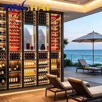 YINGHAI Armoire à vin à température constante à double zone en acier inoxydable noir avec LED et contrôle par application pour la maison, la villa, l'hôtel, le bar, le bureau