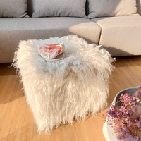 Tabouret repose-pieds pliable HStex 2020, pochette de rangement en fourrure, mobilier pliable