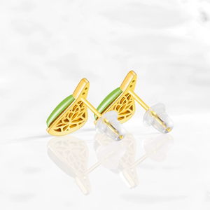 Auténticos pendientes de jade y jadeíta natural color verde espinaca, hechos de plata S925, con un diseño simple y elegante. - Product Image 1