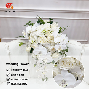 Vente d'usine SMOOTH Nouveaux bouquets de fleurs de mariée artificielles en soie rose et orchidée papillon personnalisés pour décoration de mariage - Product Image 5