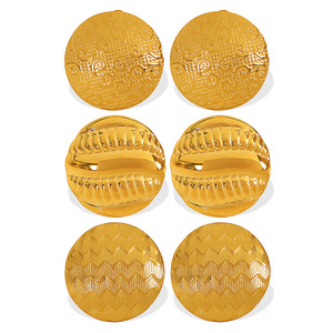 Gold Round Earrings Findings <b>Titanium</b> Steel For Earring Making Women Jewelry Components Geometric Shape EH551 EH552 EH553 - Product Image 5