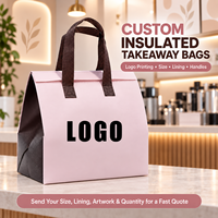 Sac isotherme non tissé avec doublure en aluminium, imprimé sur mesure pour l'emballage de produits de boulangerie et de plats à emporter