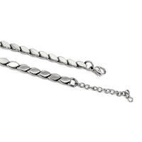 Collier Minimaliste Brillant à Maillons Feuille Ovale en Acier Inoxydable Poli Miroir, Chaîne Tendance pour Femme et Homme, Bijou Quotidien, Cadeau