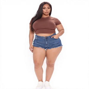 <b>Women's</b> High-Waisted Casual Summer Fashion Denim <b>Shorts</b> Solid Color Vintage Style Straight Leg <b>Cargo</b> Denim <b>Shorts</b> - Product Image 1