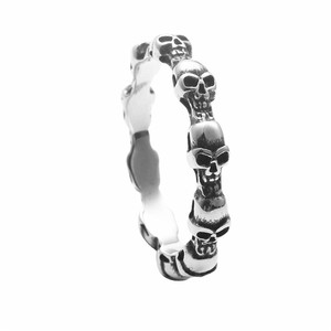 European American Style <b>Titanium</b> Steel Skull <b>Ring</b> Retro Punk Unisex Jewelry Gift Silver Color - Product Image 5