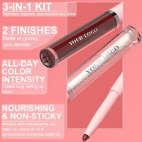 Ensemble de maquillage pour les lèvres 3 en 1 personnalisé avec étiquette privée, rouge à lèvres mat vegan imperméable, crayon à lèvres, gloss à lèvres, kit en gros