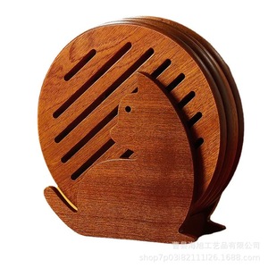 Posavasos Redondo de Madera de Caucho Ébano Antideslizante y Aislante del Calor para Cocina, Mesa, Platos, Tazas y Cazuelas - Product Image 4