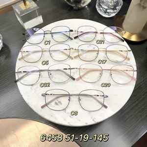 Montures de lunettes rétro en métal Danyang, monture ovale complète, anti-UV, unisexe, verres en résine, design quadrilatère 6458 - Product Image 4