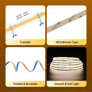Tira de luces LED COB UE al por mayor 320Led/M DC12V/24V CE RoHs tira de luces Led 3000K 4000K 6500K tira Led Cob Flexible - Product Image 6