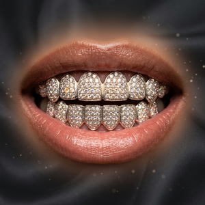 Grillz dentaire personnalisé en argent 925 avec moissanite, motif nid d'abeille, coupe brillant rond, bijoux hip-hop - Product Image 1