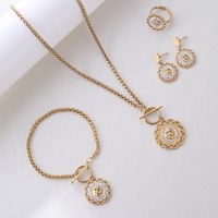 Nouvelle Tendance : Ensemble de Bijoux Quatre Pièces en Acier Titane 18 carats avec Collier et Bracelet Tête de Lion en Zircon et Os de Serpent