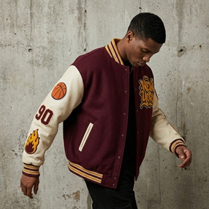 Chaqueta de Béisbol OEM y Chaqueta Bomber Personalizada con Bordado, Chaqueta Letterman de Lana y Cuero en Dos Tonos, Estilo Urbano para Hombre - Product Image 1