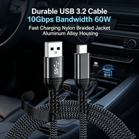 Câble USB-A vers USB-C OEM ODM à vente rapide, USB 3.2 Gen2 10 Gbps 3A, charge rapide, câble tressé en nylon pour téléphone portable et ordinateur portable