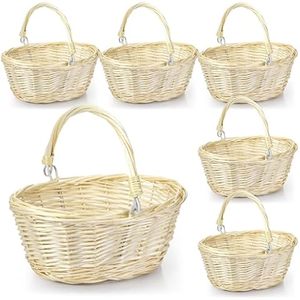 Giỏ đan hình oval bằng liễu JY có tay cầm, hình tròn, trống, dùng để thu hoạch, làm quà tặng vườn hoa, giỏ quà Giáng sinh - Product Image 6