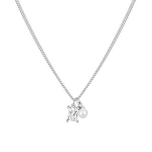Collier pendentif en argent 925 plaqué or 14 carats avec chaîne à maillons et zircone 5A, perle, bijoux fins Dylam Grace pour femmes - Product Image 1