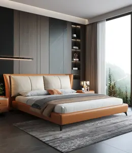 बेडरूम फर्नीचर के लिए स्टोरेज असबाबवाला बिस्तर फ्रेम के साथ अनुकूलित फैक्टरी सस्ता आधुनिक बिस्तर लक्जरी चमड़ा डबल बेड